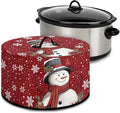 Snowman Cardinal Snowflake Print Slow Cooker Dust Cover Protective with Pocket Keep Appliance Clean Fit Most 6-8 Quart Crock Pot Kitchen Appliance Accessories for Christmas Decor