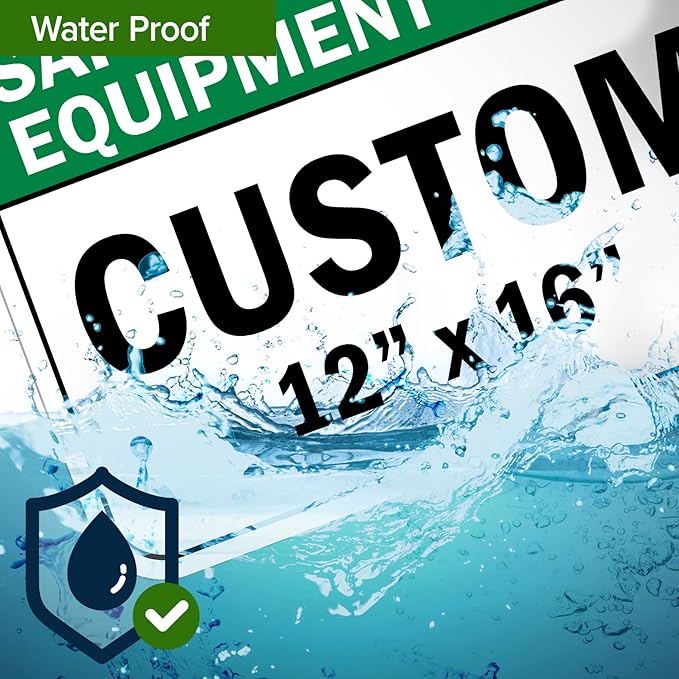 Custom Safety Equipment Sign, Ansi Sign, Osha Compliant, 12x16 Inches, Post Holes, Rust Free .040 Aluminum, Fade Resistant, Indoor/Outdoor Use, Made in USA by My Sign Center