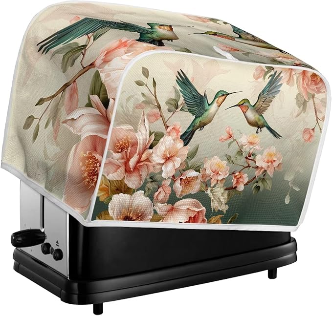 UNICEU Hummingbird Floral Print Toaster Covers 4 Slice Bread Maker Dust Cover Kitchen Small Appliance Dust Protector
