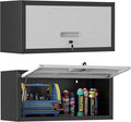 Metal Wall Cabinet,Wall Mounted Garage Cabinets with Lockable Up-Flip Door,Hanging Storage Cabinet 130 lbs Capacity,Floating Cabinet for Tool Organization in Basement,Workshop,Kitchen,Black/Grey