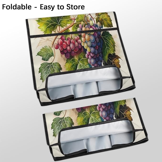 Kitchen Aid Mixer Cover Painting Fruit Grape Stand Mixer Cover Compatible with 6-8 Quarts Stand Mixers, Dust Covers with Zipper Pocket Foldable Washable Kitchen Aid Organizer Bag