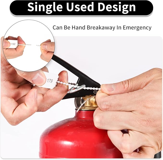 100 Plastic Security Seals Anti-Tamper Tags Fire Extinguisher Tags Numbered Zip Ties Disposable Pull Tite Safety Tags Inspection Label Tags (White)