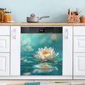 Flowers Teal Dishwasher Magnet Cover for Front Panel Magnetic Dishwasher Cover Decorative Refrigerator Magnet Covers Fridge Panel Decal for Kitchen Decor, 23" x 26"