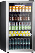 COWSAR Wine Cooler, 26 Bottle 130 Can Beverage Refrigerator, ETL Approved Mini Drink Fridge Clear Glass Door Quiet Compressor Adjust Temp 3.2 Cu.Ft Wine Fridge for Soda Beer
