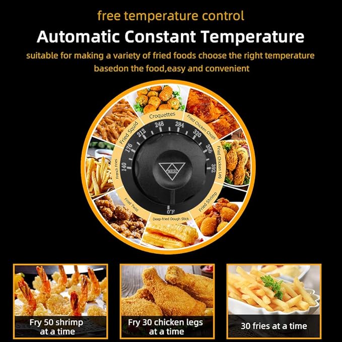 25QT/23.6L Commercial Deep Fryer with Basket and Lid, 3400W Electric Fryer with Adjustable Temperature & Timer, Stainless Steel Countertop Oil Fryers for French Fries, Onion Rings, Donuts
