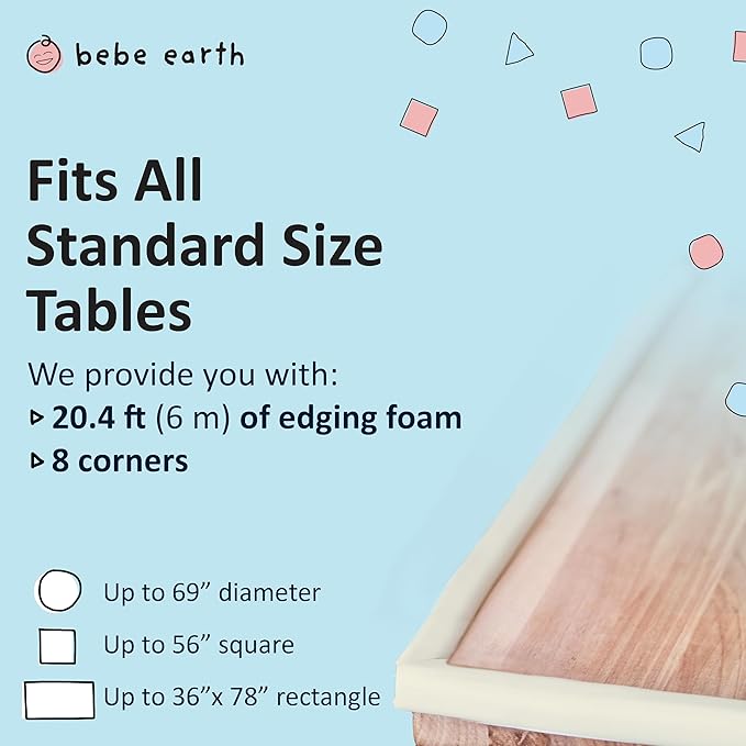 Bébé Earth Baby Proofing Edge and Corner Guard Protector Set for Back to School, 20 Feet Edges & 8 Foam Corners, Furniture and Tables Child Baby Proof Bumpers, Pre-Taped Corner Cushions - Onyx Black