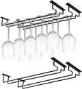 MOCOUM 15.6" Wine Glass Rack Under Cabinet - 4 Pack Stemware Holder, Holds Up To 10 Glasses, Wire Storage Hanger for Kitchen Bar (Black)