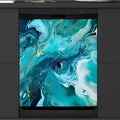 Dishwasher Magnet Cover Teal Green Marble Print Reusable Dishwasher Magnetic Cover Sticker Decorative Dish Washer Door Cover Panel for Home Kitcen Appliance