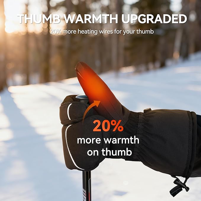 SAVIOR HEAT Heated Ski Mittens 3-Finger Gloves Electric Rechargeable Battery Mitts for Men Women Kids Winter Snowboard Motorcycle Skating Camping Hunting