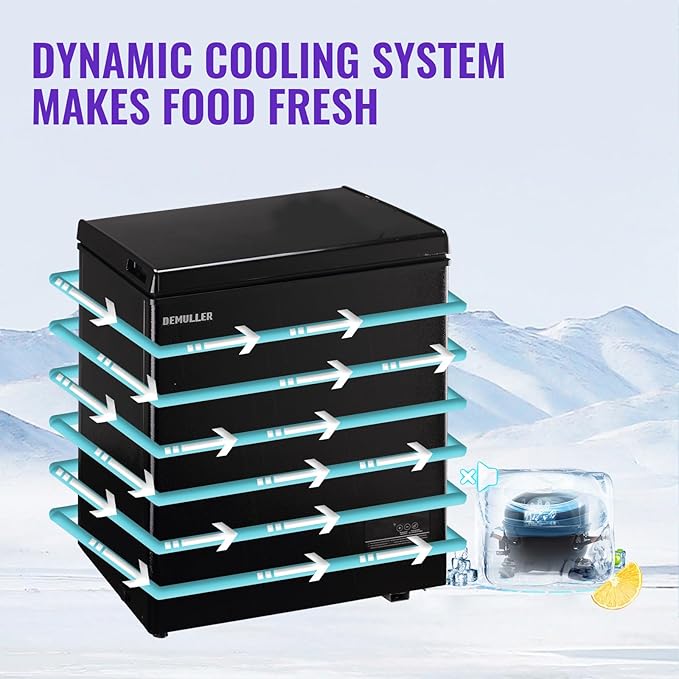 Chest Freezer, Small Deep 4.0 Cubic Feet Black Freezers, Compact Top Open Door with Electronic Panel, Temp Range -12 ℉ to 50 ℉, Two Storage Wire Baskets, Manual Defrost