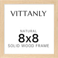 Vittanly 8x8 Picture Frame, Solid Wood Frame with Plexiglass, Includes 4x4 Mat, Wall Hanging or Tabletop for Home Decor, Natural, 1 Pack