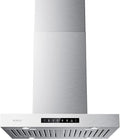 30 Inch Island Range Hood, 980 CFM Stainless Steel Ducted Island Mount Range Hood, Ceiling Mount Kitchen Vent Hood with Dual-Sided Touch/Gesture Control, Convertible Ducted/Ductless, 3-Speed Fan