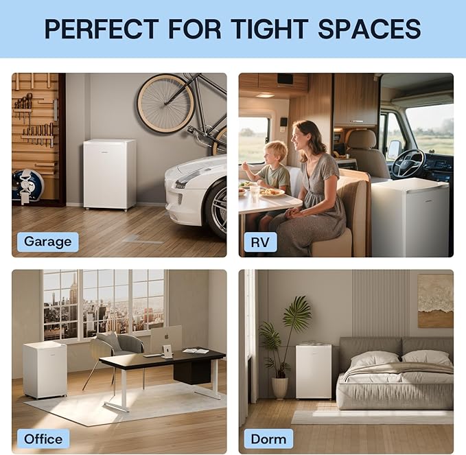 Upstreman 3.0 Cu.ft Small Mini Freezer Upright Freezer with Reversible Door, Fast Cooling, 5 Adjustable Thermostat, Stand Up Freezers with Ice Trays Defrosting Tools for Home, Dorm (White)