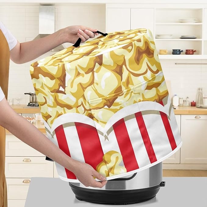 Dust Cover for 3 Quart Pressure Cooker Air Fryer Small Appliance Covers, Easy to Clean Pressure Cooker and Air Fryer Cover with Pocket for Kitchen Decor, Popcorn