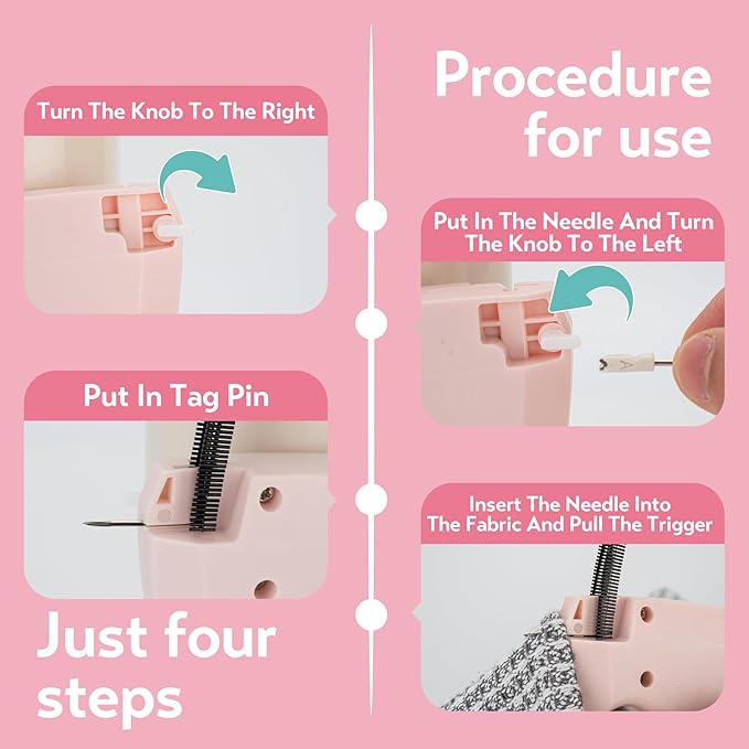 Clothing Label Gun with Box,Standard Retail Price Tag Labeling Gun Kit,Having 6 Needles, 2000 Micro Fasteners, Scissors and Soft Cover,Suitable for Store,Warehouse,Consignment,Yard Sale,etc.(Pink)