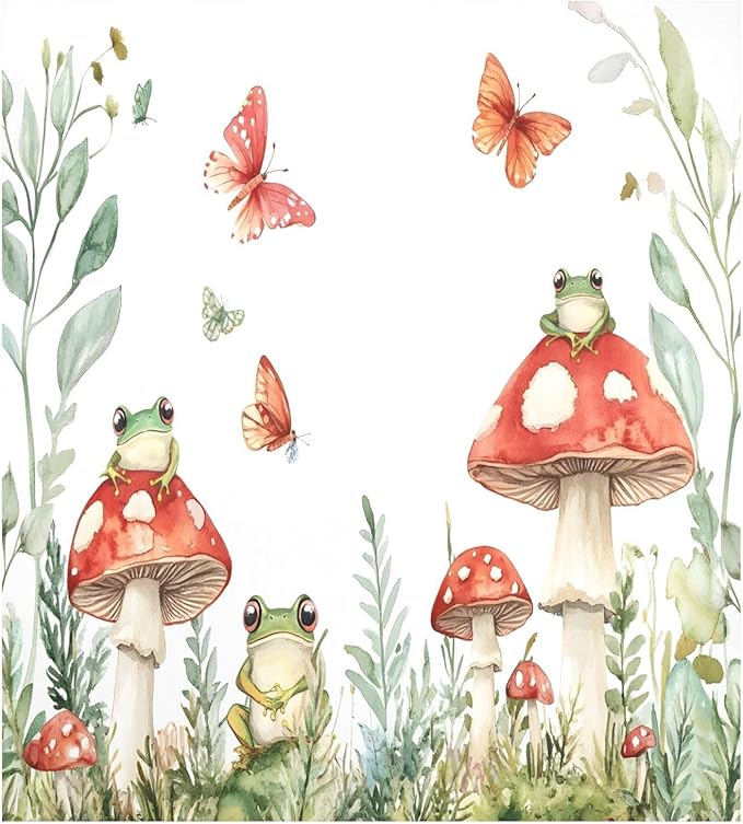 Dishwasher Magnet Cover, Mushroom Frog Butterfly Magnet Sticker Fridge Panel Decal for Home Kitchen Decor, 23x26in