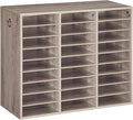 HOOBRO Literature Organizer, 27 Compartments Wooden Mail Organizer, Countertop Literature Sorter with Adjustable Shelves for Home, Office, School, Student Mailbox for Classroom, Greige BG27WF01