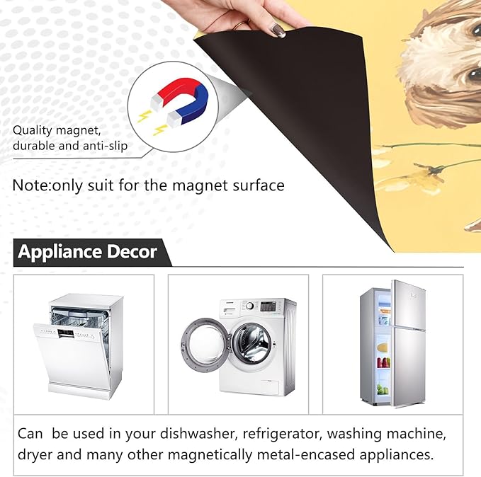 Dishwasher Magnet Cover, Dogs Magnet Sticker Fridge Panel Decal for Home Kitchen Decor, 23x26in