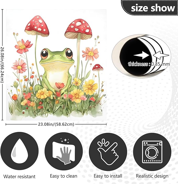 Frog Mushroom Dishwasher Magnet Cover Magnet Sticker for Kitchen 23x26in Dish Washer Magnet Cover Refrigerator Magnets Panel Decal Pad