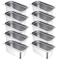10 Pack Hotel Pans Stainless Steel Steam Table Pan 1/3 Size, 0.8 mm Thick Anti Jam Warming Pans for Food Warmer Restaurant Catering Supplies, 12.8 x 6.9 Inch(6 Inch Deep,European)