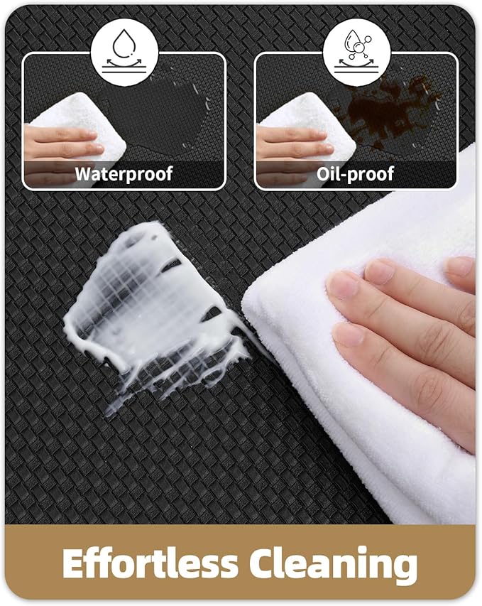 Color&Geometry Anti Fatigue Cushion Kitchen Mat for Floor -17"x59",Easy Clean, Water & Oil Proof, Anti Slip, Foam Rubber Runner Rug for Front Sink Comfort Standing,Black