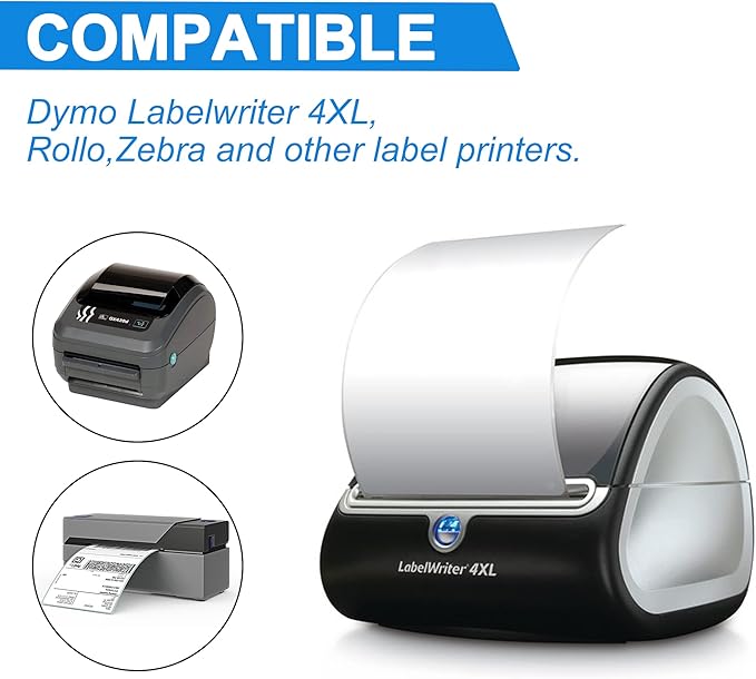 LotFancy 4x6 Thermal Labels Compatible with Dymo 4XL 1744907, 24 Rolls Perforated Postage Shipping Labels for Dymo, Rollo, Zebra, 220 Label per Roll