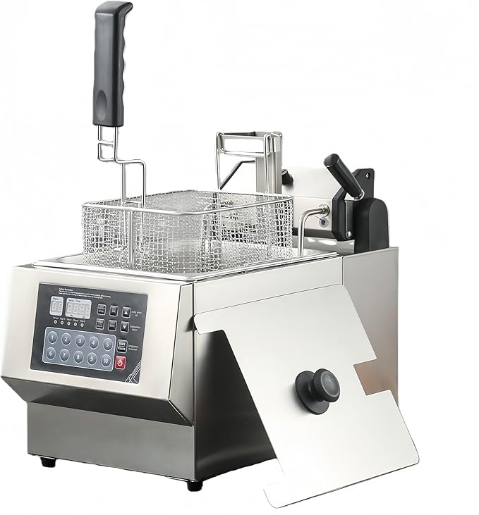 One-Touch Operation Commercial Deep Fryer with Basket - 1800W Electric Oil Fryer with Auto Lift for Unattended Frying, Boosts Efficiency & Consistency for Restaurant, Food Truck, Home Kitchen