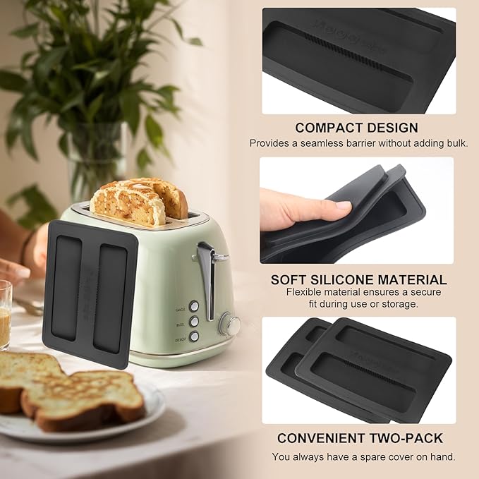 2Pack Silicone Toaster Cover,Heat Resistant Bread Machine Cover Toaster Lid Bread Maker Top Cover,Toaster Appliances Top Cover Bread Maker Dust Cover Sandwich Machine Part Accessories for Clean(Black)