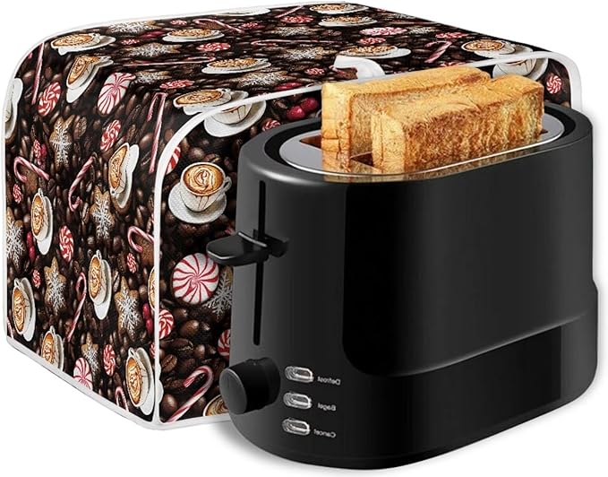 UNICEU Coffee Toaster Cover 2 Slice Coffee Candy Cookies Toaster Dust Cover Stain Resistant Oil Protection Dust Cover for Bread Maker,Washable Kitchen Small Appliance Covers with Top Handle,Size L