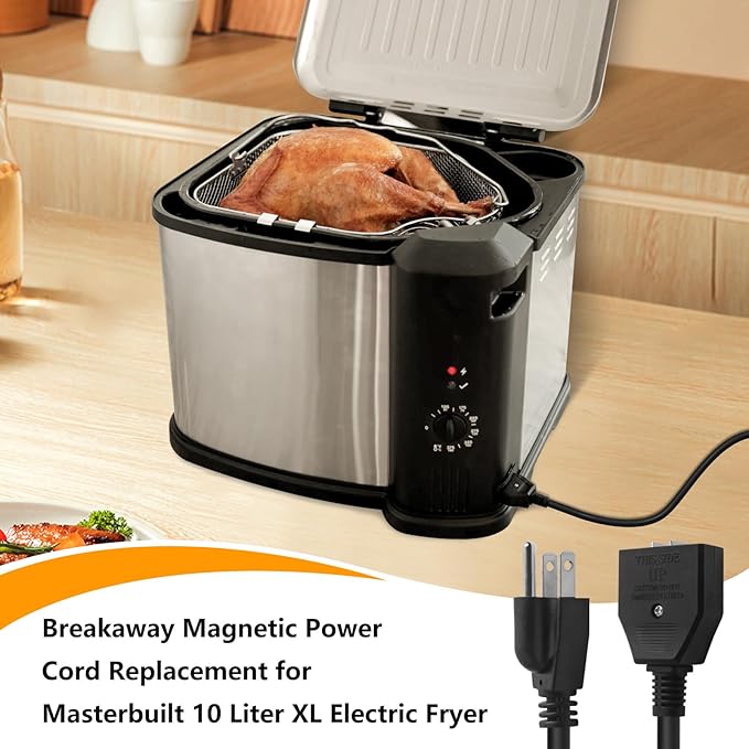 Break-Away Magnet Power Cord for Masterbuilt 10L XL Electric Turkey Fryers MB20012420 MB20010326 Breakaway Safety Deep Fryer Cord Parts & Accessories
