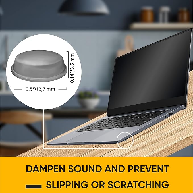 128 Gray Cabinet Door Bumpers - 1/2 Inch Self Adhesive Rubber Stoppers for Drawers, Damp Pads Cupboards, Cutting Boards, Glass Tops, Picture Frames - Vellax