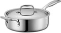 LEGEND COOKWARE 5-Ply Stainless Steel 3.5-Quart Saute Pan with Lid - Induction Compatible, Oven Safe 800°F - Non-Toxic, No Coatings - Even Heating, Won't Warp - Built to Last Generations