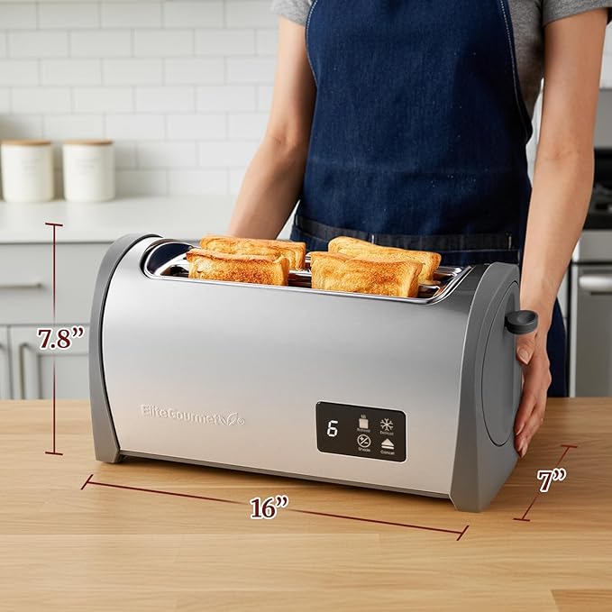 NEW Elite Gourmet ECT4200D Digital Long Slot 4-Slice Toaster, Touch Screen, 6 Toast Shades, Defrost, Reheat & Cancel Functions, Extra Wide 1.5” Slots, Fits Specialty Breads, Bagels & More, Stainless
