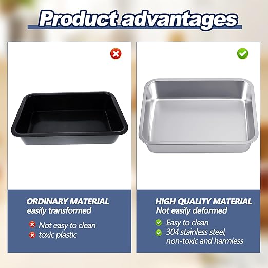 3 Pack Stainless Steel Commercial Bus Tubs Food Grade Meat Processing Tubs Lug Wash Basin Tote Box for Dishwashing, Kitchen, Restaurant, Utility (13 L)