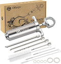 Ofargo Stainless Steel Meat Injector Syringe Kit with 4 Marinade Needles for BBQ Grill Smoker, Valentines Day Gifts for Men Dad Husband Him, 2-oz Large Capacity, Both Paper User Manual and E-Book Recipe