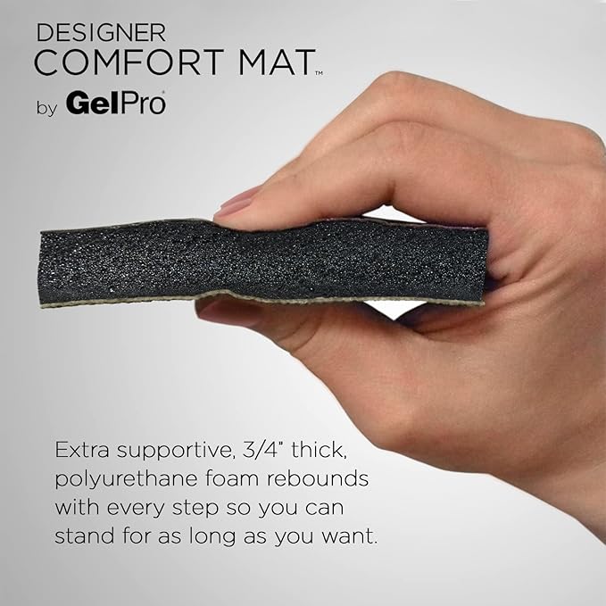 GelPro Anti-Fatigue Designer Comfort Kitchen Floor Mat, 20x32”, Leather Grain Truffle Stain Resistant Surface with 3/4” Thick Ergo-Foam Core for Health and Wellness