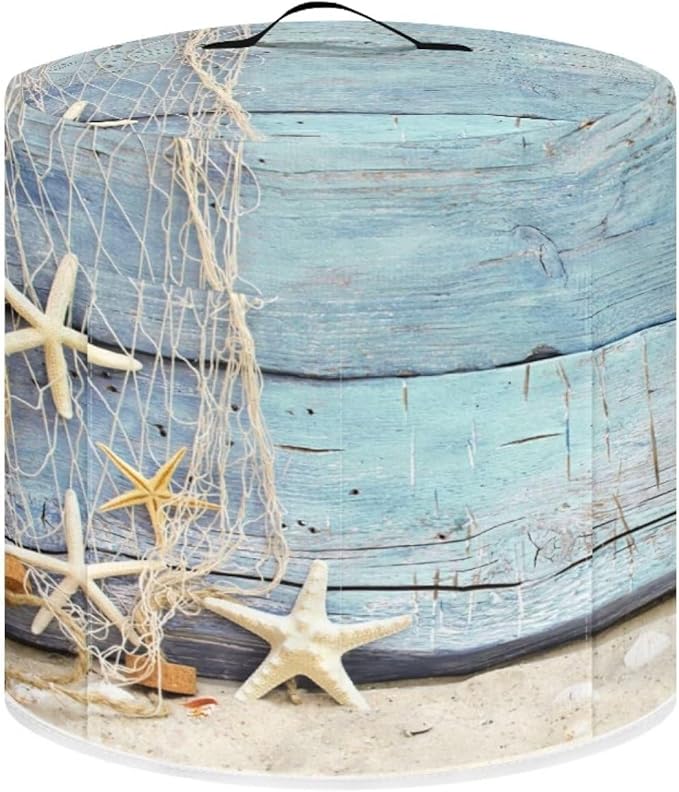 Pressure Cooker Dust-Proof Kitchen Appliance Air Fryer Cover for 6 Quart with Handle and Pockets Keep Kitchen Appliance Clean Coastal Decor, Starfish Blue Wood Grain