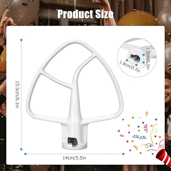 K45B Coated Flat Beater for KitchenAid 4.5-5 Qt Mixer Paddle Attachment Flat Beater Fits Stand Mixer Bowls For KitchenAid 4.5-5 Quart Bowls, Kitchenaid Paddle Attachment