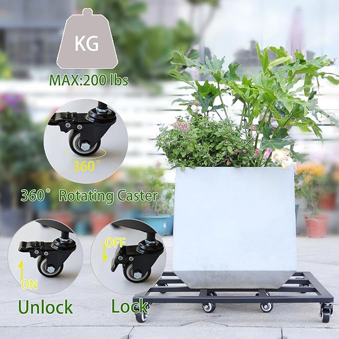 22 Inch Planter Caddies - Heavy Duty Plant Dolly with Wheels, Rolling Base for Indoor & Outdoor Pots, Perfect for Moving Large Planters, Trees, Barrels & More
