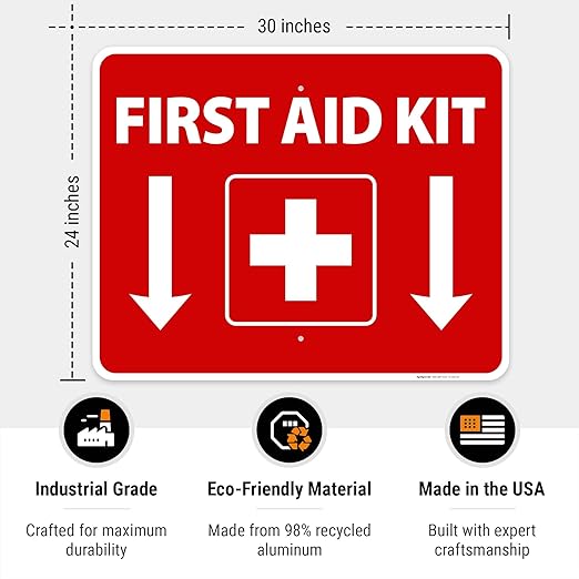 First Aid Kit Sign, (SI-1040) 24x30 Inches, Rust Free .063 Aluminum, Fade Resistant, Made in USA