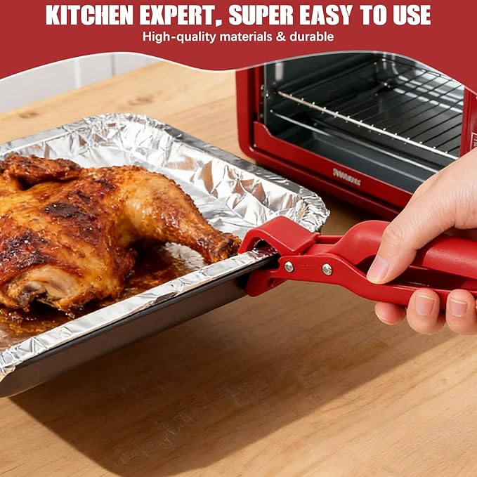 Hot Plate Gripper,Multi-purpose Anti-Scald Bowl Holder Clip, Hot Plates Gripper Lifters Tongs,Multi-function Hot Bowl Dish Plate Grippers Clips for Kitchen;Christmas Gifts for Women and Men(Green+Red)