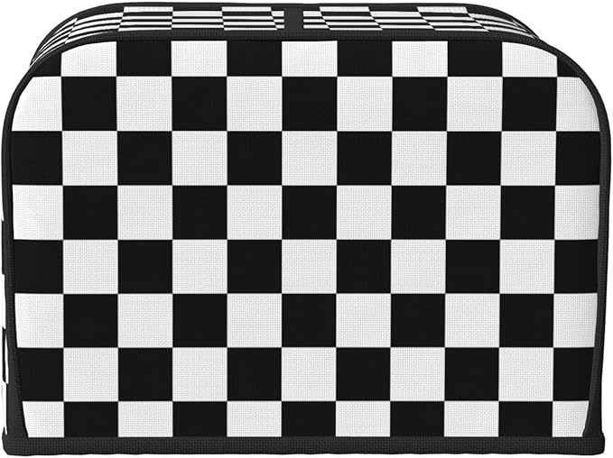 Black White Checkered 4 Slice Toaster Cover, Waterproof Toaster Dust Cover Bread Maker Protective Cover For Small Kitchen Appliance Dining Room Table Home Decor Gifts