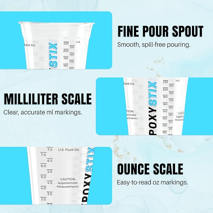 [Pack of 250] 10oz Disposable Measuring Cups for Mixing Epoxy Resin - Measurements in mL and Oz - Multipurpose Reusable Paint, Epoxy, Stain, Liquid Mixing Cups