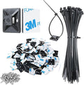 200pcs 3/4" Back-Glue Self Adhesive Black Strong Cable Zip Tie Mounts with 8" Ties, Screws, UV Protection Outdoor Sticky Wire Fasteners Cable Clips Management Anchors Organizer Holders Squares
