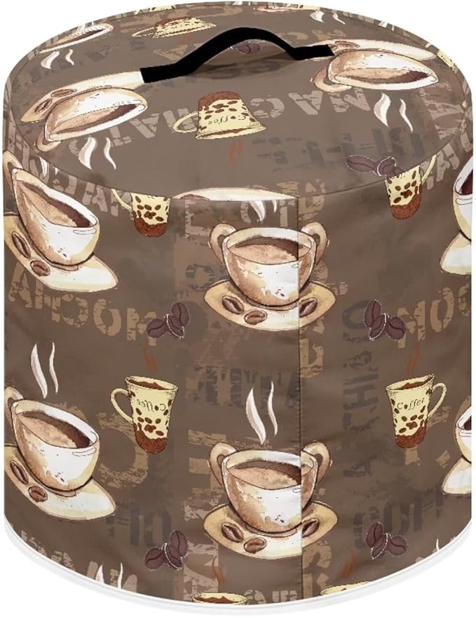 TODIYADDU Brown Coffee Pressure Cooker Cover with Pocket Novelty Air Fryer Cover Dust Cover Insulated Kitchen Appliance Cover Protector for Pressure Cooker Instant Pot Accessories Nice Gifts