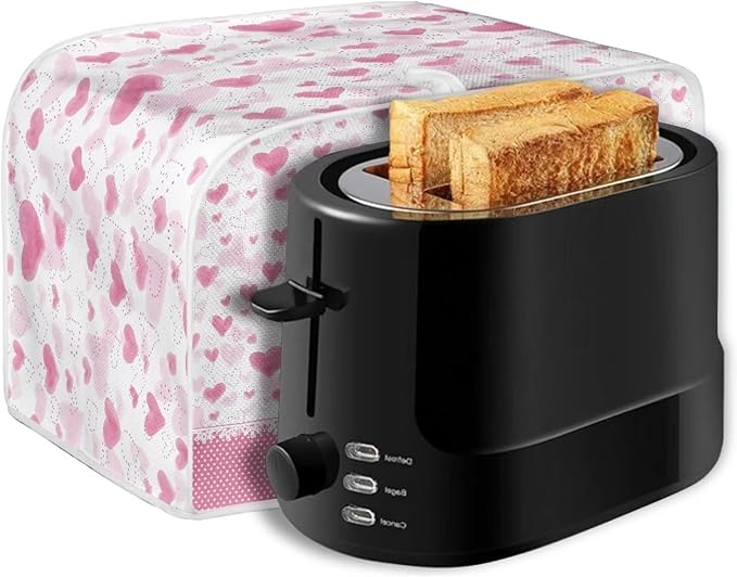 UNICEU Pink Cartoon Toaster - 2 Slice Quilted Toaster with Dust-proof Cover for Kitchen Appliances