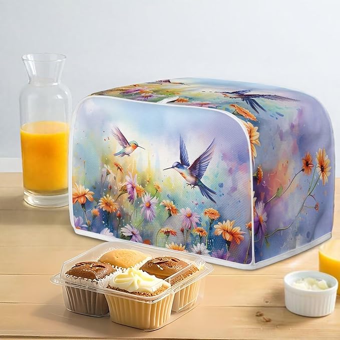 Hummingbird Daisy Print 4 Slice Toaster Cover for Home Waterproof Dustproof Fingerprint Protectors for Kitchen Small Appliance