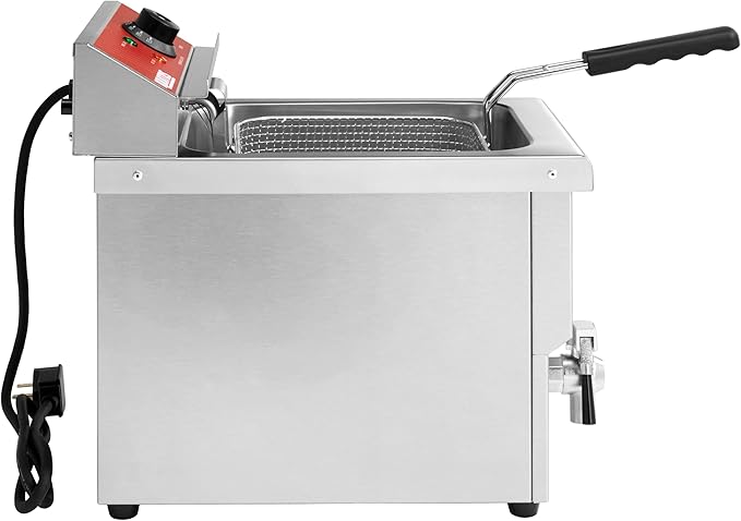 Kratos Commercial Electric Countertop Deep Fryer | Single Tank Fryer 15 lb. Capacity | With Fry Basket | ETL Certified | 208/240V | Stainless Steel (29Y-015)