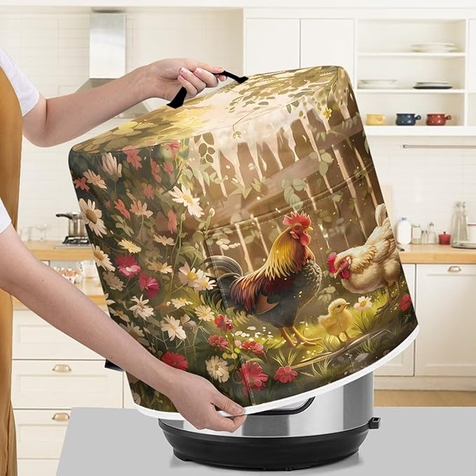 Chicken Air Fryer Cover for 8 Quart Electric Pressure Cooker with Pocket, Dust-proof Appliance Covers for Kitchen Counter Small Appliance Accessories with Pockets