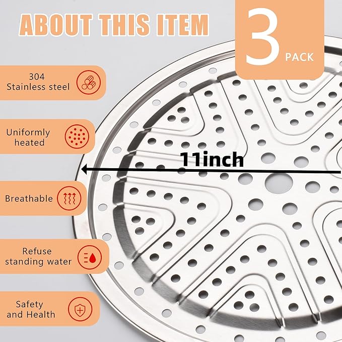 3-Pack 11-Inch Pressure Cooker Canner Rack Canning Rack Food Grade Stainless Steel Compatible with Presto All-American and More